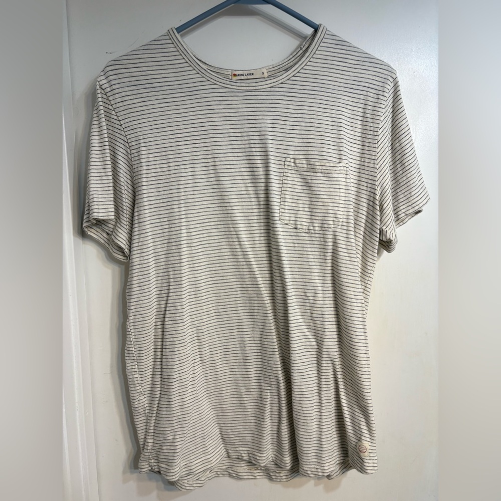 Marine Layer Men's Short Sleeve Striped Tee - White and Black